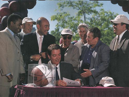 Representative Norbert Chavez signing MSU Denver's independence document