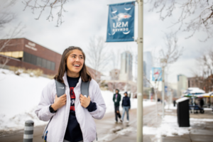 MSU Denver student walking on campus